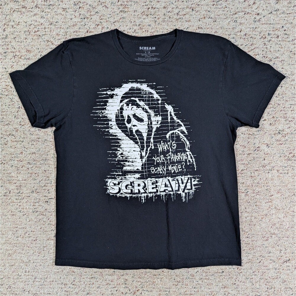 Scream 6 Ghostface T-Shirt Black Grafitti Adult LARGE 2024 Horror Movie Tee